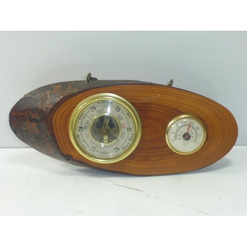 21 - Barometer and Thermometer mounted on Wood (11