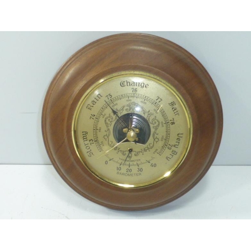 35 - Hand Turned Wood Cased Circular Barometer (6