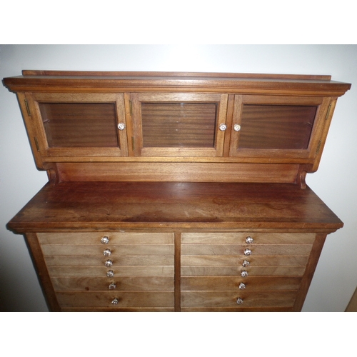 1 - Antique American Style Dental Cabinet with Interlocking Drawer System and Original Glass Handles (15... 