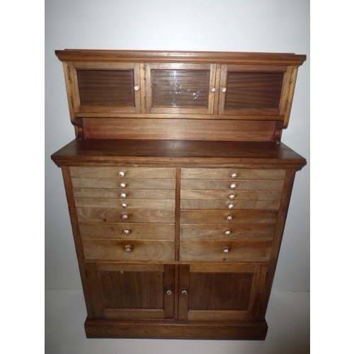 1 - Antique American Style Dental Cabinet with Interlocking Drawer System and Original Glass Handles (15... 