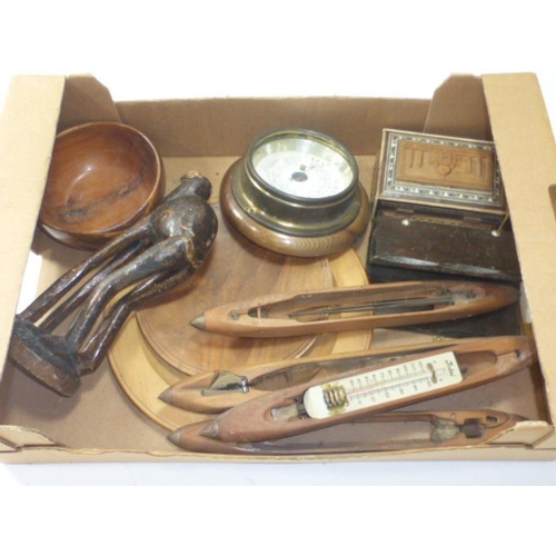 55 - Mixed selection of Treen including Shuttles, Barometer, Trinket Boxes and More