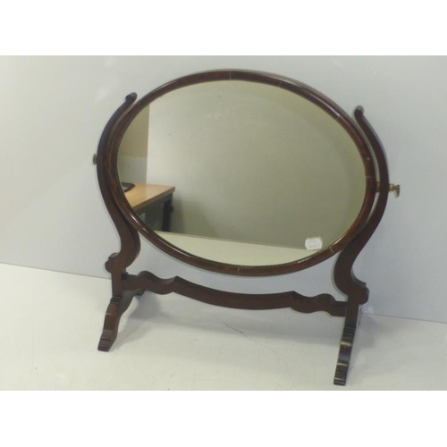 60 - Dark wood Oval Dressing table Mirror Approx. 1ft x1ft