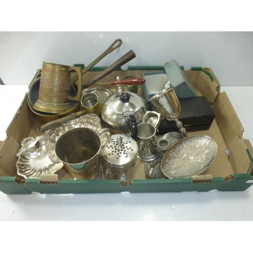 68 - Mixed Selection of Silver Plate, Brass and Pewter