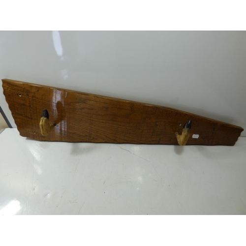 118 - Wooden wall mountable gun holder with Deer Hooves