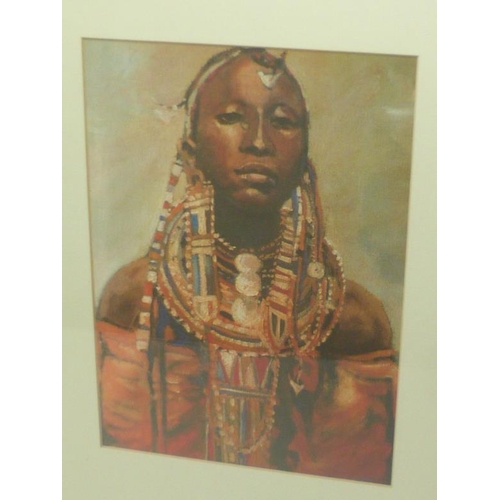 124 - Framed and Glazed Masai Mara Tribal Portrait (15.5