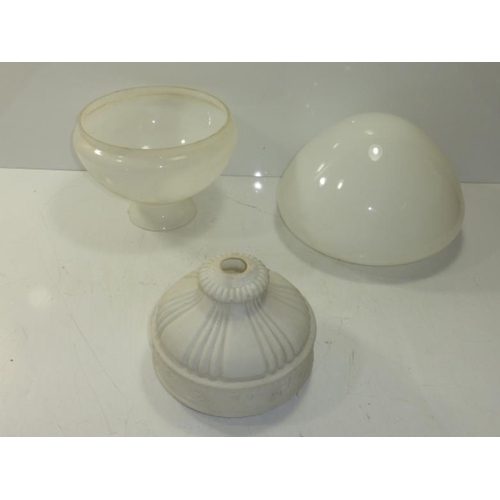 147 - Glass Oil Lamp Shade and 2 Glass Ceiling Light Shades