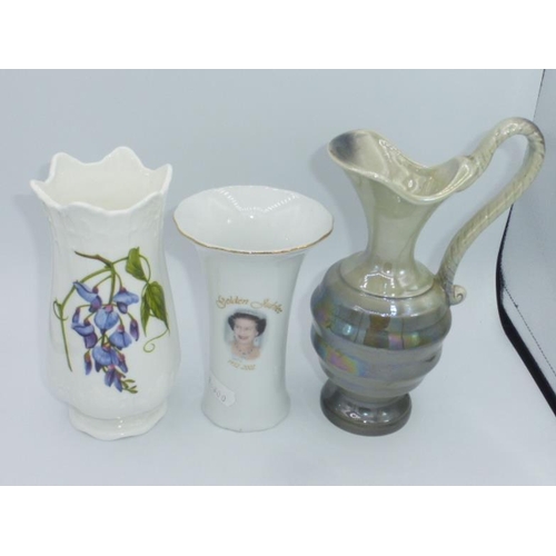 509 - Three Vases including Aynsley Chelsea Flowers