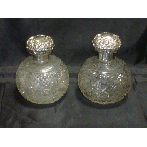 217 - Pair of Hallmarked Silver Hobnail Cut Perfume Bottles