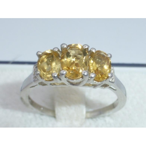 233 - Silver 925 Yellow Sapphire Ring (Size U) complete with Presentation Case and Box