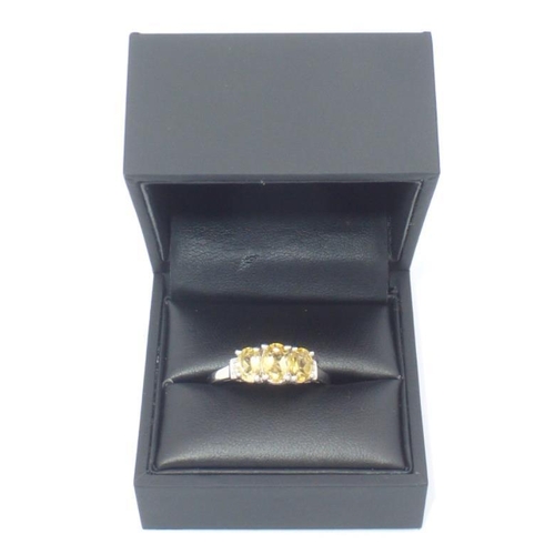 233 - Silver 925 Yellow Sapphire Ring (Size U) complete with Presentation Case and Box