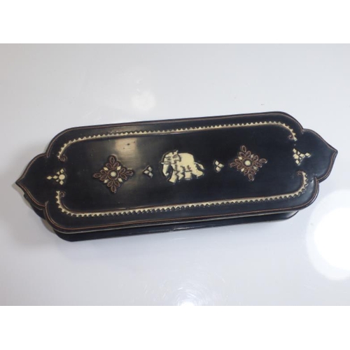 287 - Ebony Elephant Inlaid Trinket Box