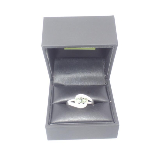 293 - Silver 925 Green Sapphire Ring (Size Q) complete with Presentation case and Box