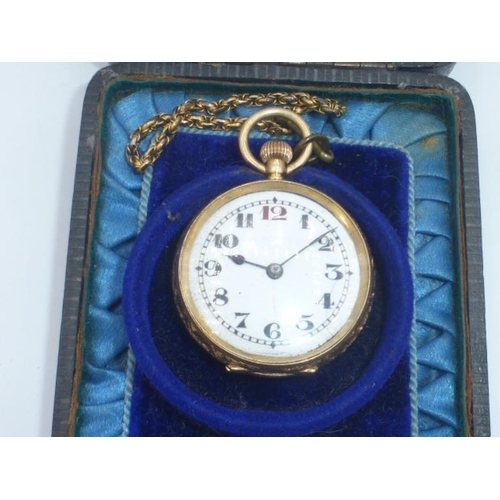 296 - Gold 14ct Gold Cased Pocket Watch (Weight 24.9 grams)