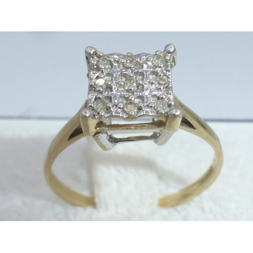 347 - Hallmarked 9ct Gold Pave Ring