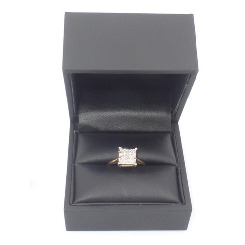 347 - Hallmarked 9ct Gold Pave Ring