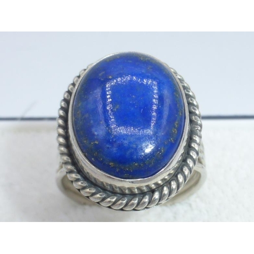 351 - Silver 925 Lapis Lazuli Ring (Size L) complete with Presentation Case and Box