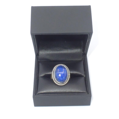 351 - Silver 925 Lapis Lazuli Ring (Size L) complete with Presentation Case and Box