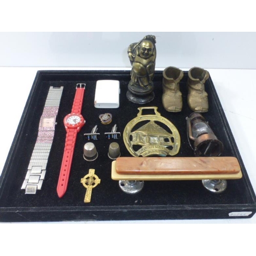 353 - Mixed Collectors Tray including Watches, Cufflinks, Brassware and More