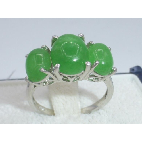 354 - Silver 925 Jade Ring (Size Q) complete with presentation Case and Box