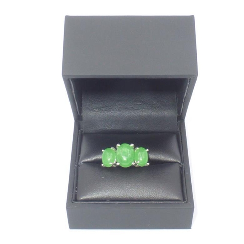 354 - Silver 925 Jade Ring (Size Q) complete with presentation Case and Box