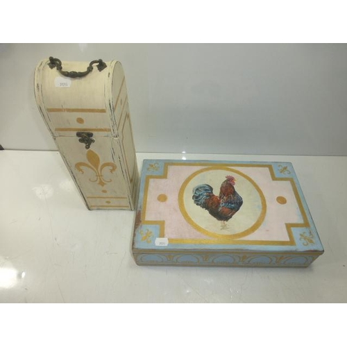 36 - Two Hand Painted wooden boxes to include Wine Box