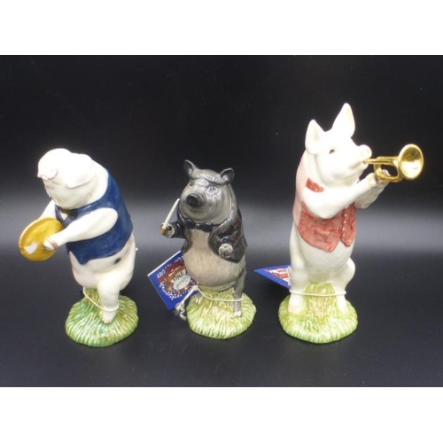 51 - Three Beswick Pig Figures including Mathew Trumpeter, Andrew Cymbalist and John Conductor all in Ori... 