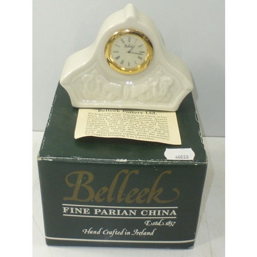 41 - Belleek Celtic Clock in Original Box (4