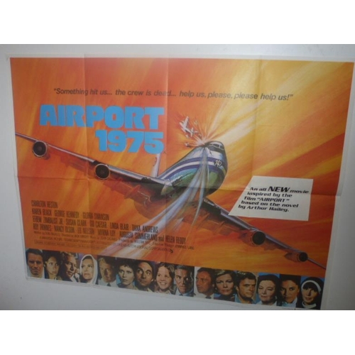 220 - Airport 1975 UK BRITISH QUAD, Charlton Heston Vintage Original UK Quad Poster (30