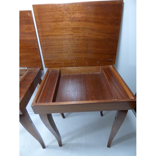 155 - Two Wooden inlaid Musical  Sewing Tables (A/F)