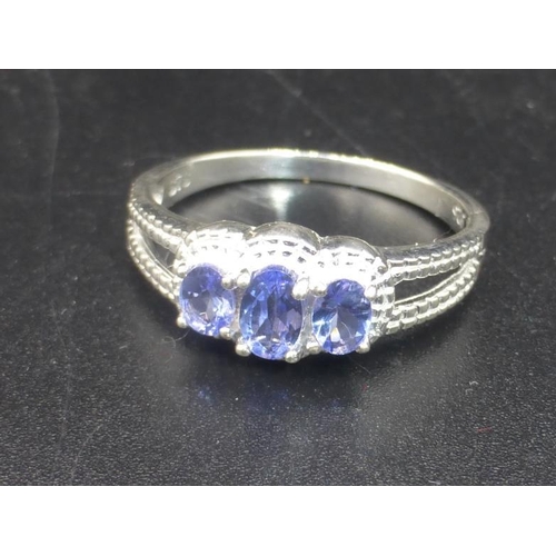 219 - Silver 925 and Tanzanite Ring (Size Q) in Presentation Box