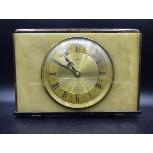 224 - Retro 1950/60s METAMEC Quartz Mantle Clock Art Deco design - marble & bronze