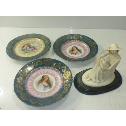 176 - Leonardo Signed Figurine and Selection of Plates