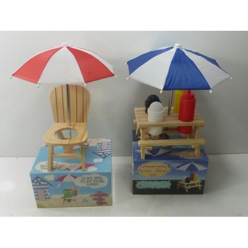 237 - Two Boxed Summertime Table ware items Include New Beach Chair Drink Holder and New 6pc Condiment Pic... 