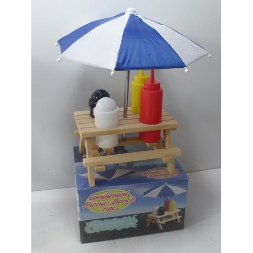 237 - Two Boxed Summertime Table ware items Include New Beach Chair Drink Holder and New 6pc Condiment Pic... 