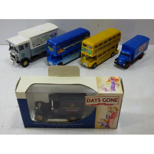 247 - A Selection of Model Vehicles including Route Master Double Deckers and Ever Ready Batteries Truck