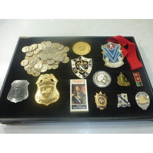 250 - Mixed tray of Collectibles Including Badges, Coin, Medal's and More