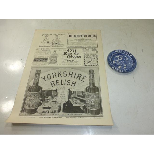 260 - Yorkshire Relish Plate & Paper Advert for Yorkshire Relish