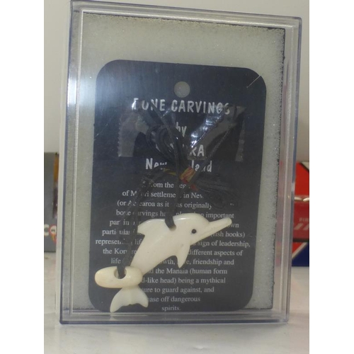 291 - New Zealand Bone Carving of Dolphin