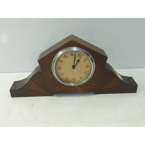 323 - Art Deco Wood Cased Mantle Clock (A/F)