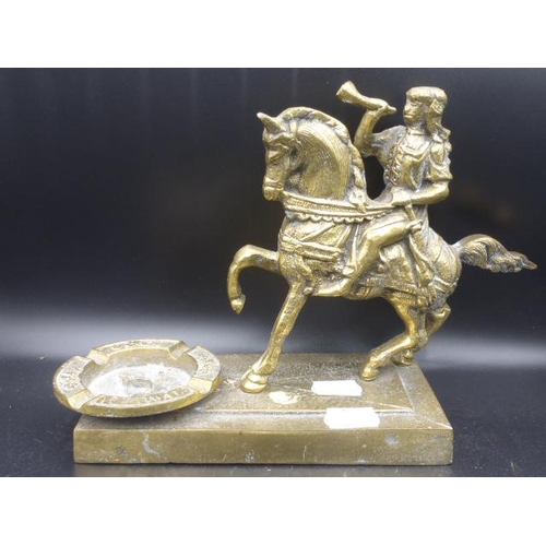 347 - Brass Vintage Ash Tray with Decorative Horse