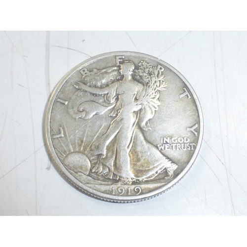 352 - United States Silver Walking Half Dollar 1919 no Mint Mark (12.3 grams)