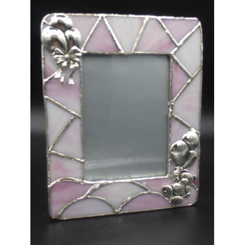 354 - Child's Picture frame with Pink Coloured glass Frame complete with box