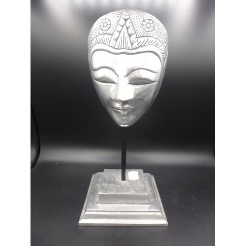 269 - Silver Coloured Mask On Stand