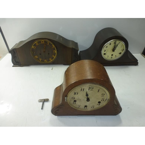 2 - Three Old Napoleon Hat clocks for Repair or Spares & 1key