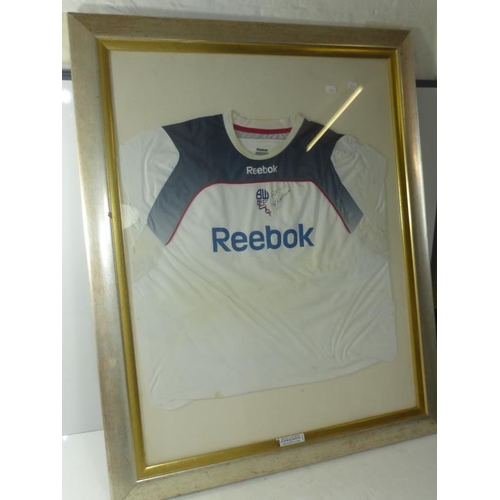 15 - Framed Bolton Wanderers Shirt by Nat Lofthouse (playworn) with Authentication sticker But Missing Pa... 