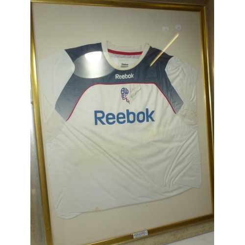 15 - Framed Bolton Wanderers Shirt by Nat Lofthouse (playworn) with Authentication sticker But Missing Pa... 