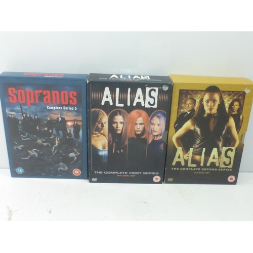 59 - 3x box sets DVD Alias first & second series, the sopranos complete series 5