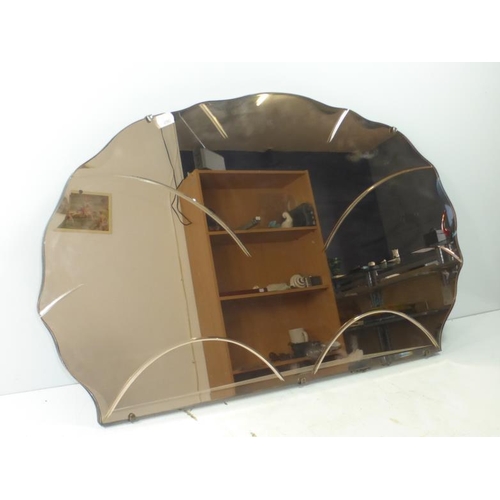 79 - Vintage Wood-backed Bevel edged Bronze effect Mirror (75cm x 46cm)