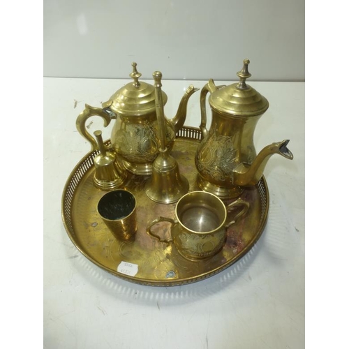 86 - Mixed Selection of Silver Plate and Brass on Serving Plate