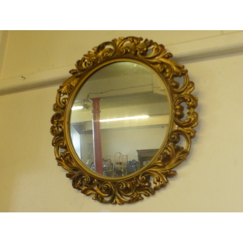 77 - Decorative Golden Framed Circular Mirror